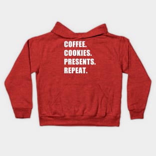 Coffee. Cookies. Presents. Repeat. Kids Hoodie